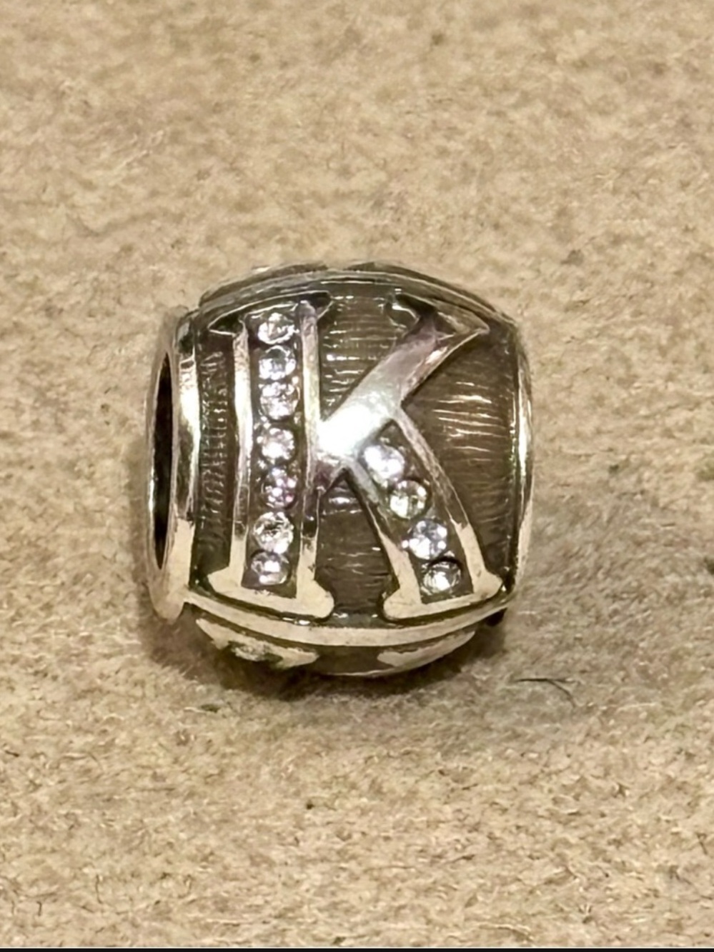 🆕Listing! Brighton Alpha Bead letter K Silver initial Crystal accents Vintage